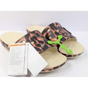 Crocs Classic Animal‎ Remix Slides Sandals Leopard Print Mens 9 Womens 11 NEW